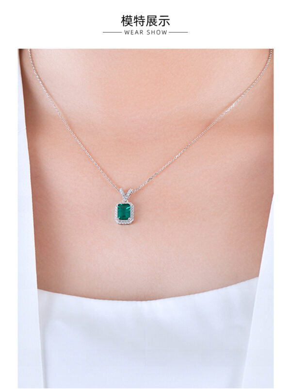 Baguette lab-grown emerald necklace (BZH01O) - Image 6