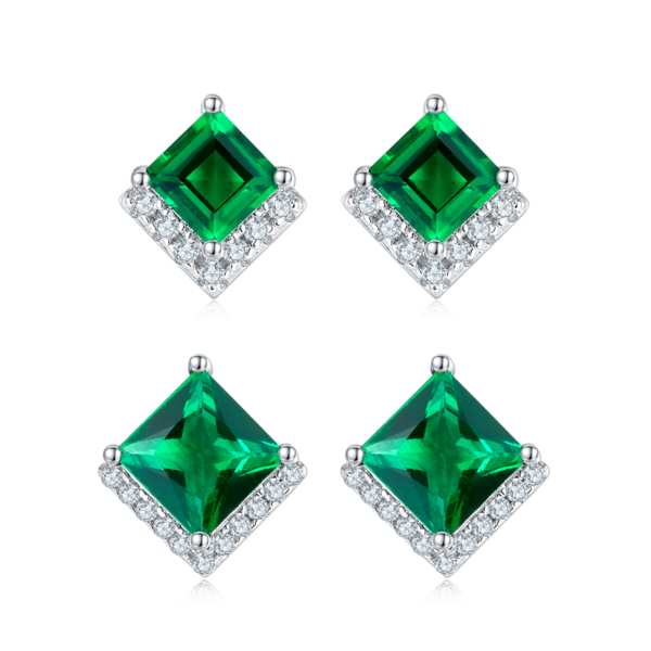 Princess Fang Nudified Emerald S925 Silver Plated White Gold Earrings (BZH50S) - Image 4