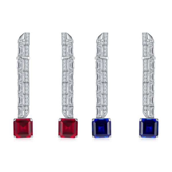 Princess Fang Cultivated Colored Gemstone S925 Silver Plated White Gold Earrings (BZH81S) - Image 2