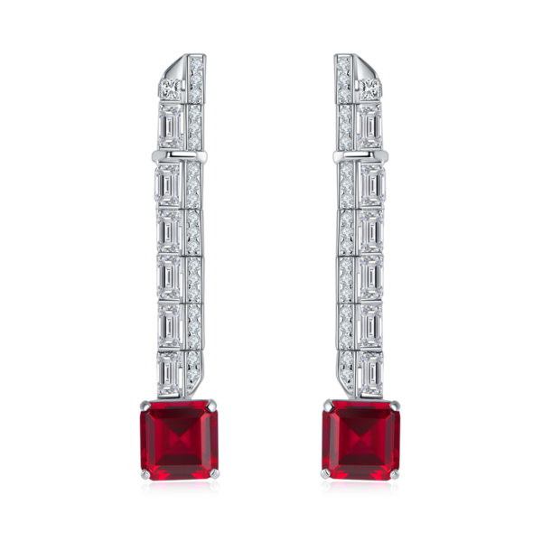 Princess Fang Cultivated Colored Gemstone S925 Silver Plated White Gold Earrings (BZH81S) - Image 3