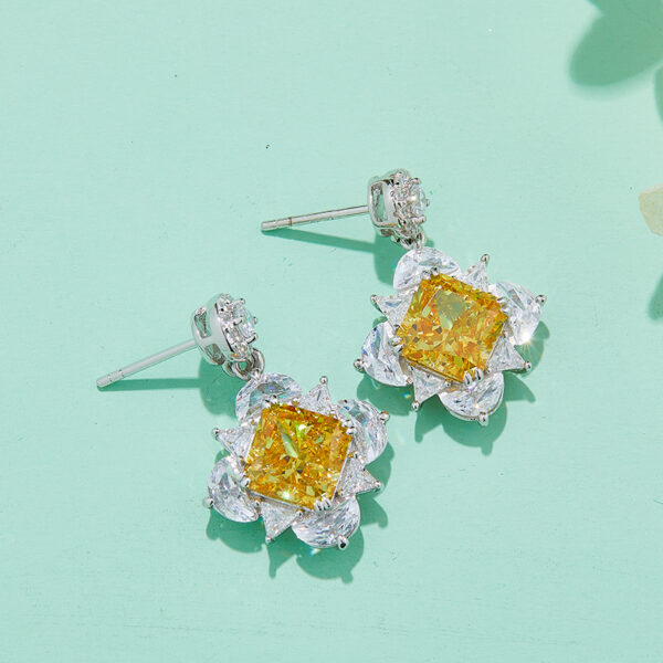 Yellow-Pink-Ocean Blue high-carbon diamond earrings (BZH32S) - Image 3