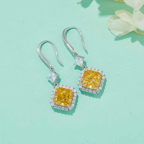 Square high-carbon diamond and nurture emerald earrings (BZH27S) - Image 3