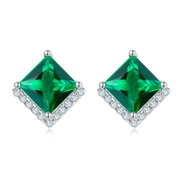 Princess Fang Nudified Emerald S925 Silver Plated White Gold Earrings (BZH50S) - Image 5