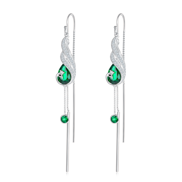 Pear-shaped lab-grown emerald S925 silver earrings (BZH80S) - Image 3