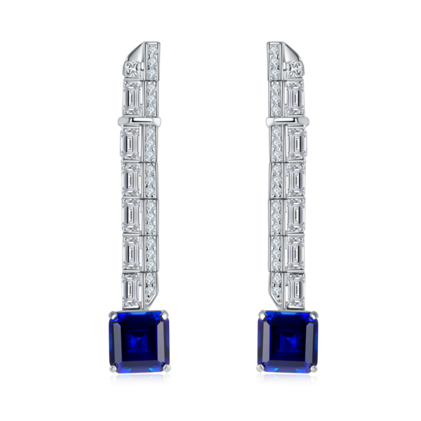 Princess Fang Cultivated Colored Gemstone S925 Silver Plated White Gold Earrings (BZH81S) - Image 4