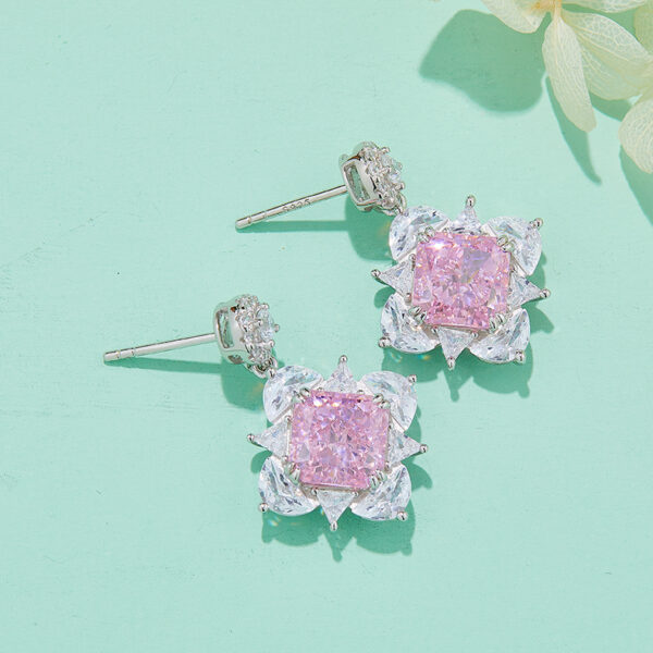 Yellow-Pink-Ocean Blue high-carbon diamond earrings (BZH32S)