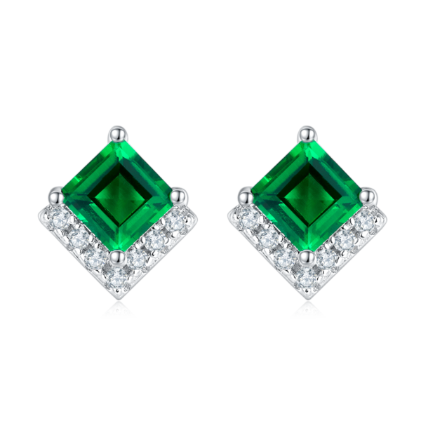 Princess Fang Nudified Emerald S925 Silver Plated White Gold Earrings (BZH50S) - Image 6