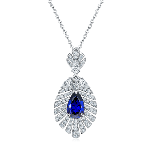 Pear-shaped cultured colored gemstone S925 silver-plated white gold necklace (BZH72O) - Image 4