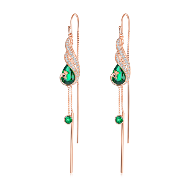 Pear-shaped lab-grown emerald S925 silver earrings (BZH80S) - Image 4