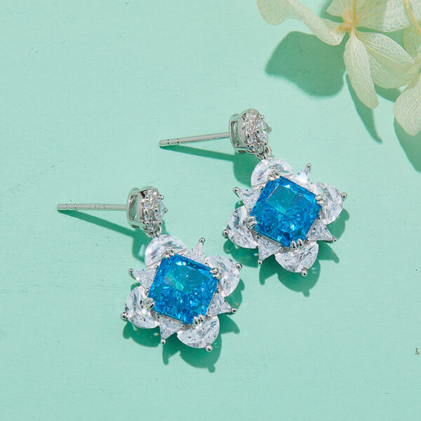 Yellow-Pink-Ocean Blue high-carbon diamond earrings (BZH32S) - Image 4