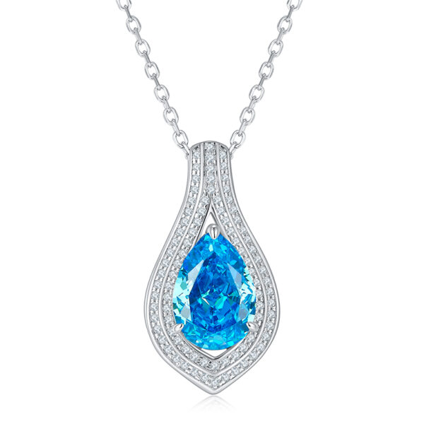 Pear-shaped high-carbon diamond necklace & Cultured emerald necklace (BZH41O) - Image 5