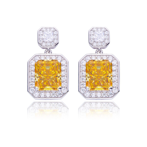 Yellow-Purple-Ocean Blue rectangular high-carbon diamond earrings (BZH31S) - Image 5