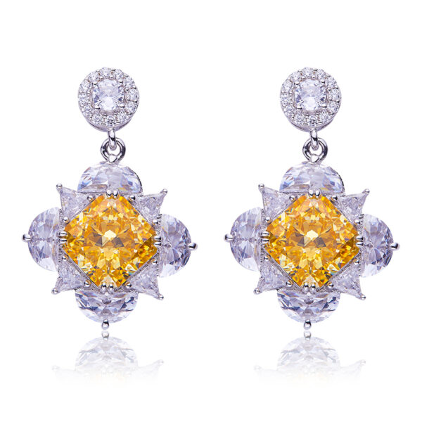 Yellow-Pink-Ocean Blue high-carbon diamond earrings (BZH32S) - Image 5