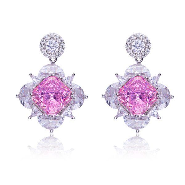 Yellow-Pink-Ocean Blue high-carbon diamond earrings (BZH32S) - Image 6