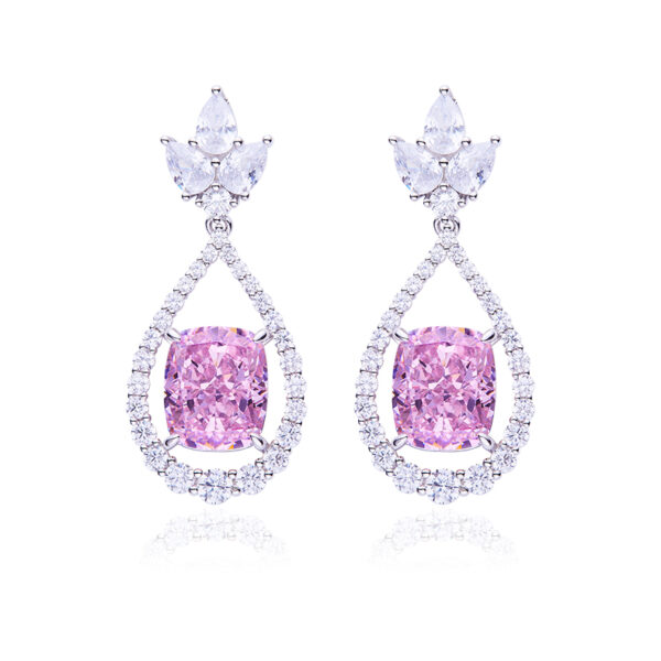 Yellow-Pink-Ocean Blue rectangular high-carbon diamond earrings (BZH33S) - Image 6