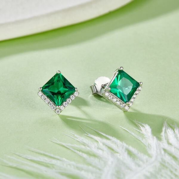 Princess Fang Nudified Emerald S925 Silver Plated White Gold Earrings (BZH50S) - Image 3