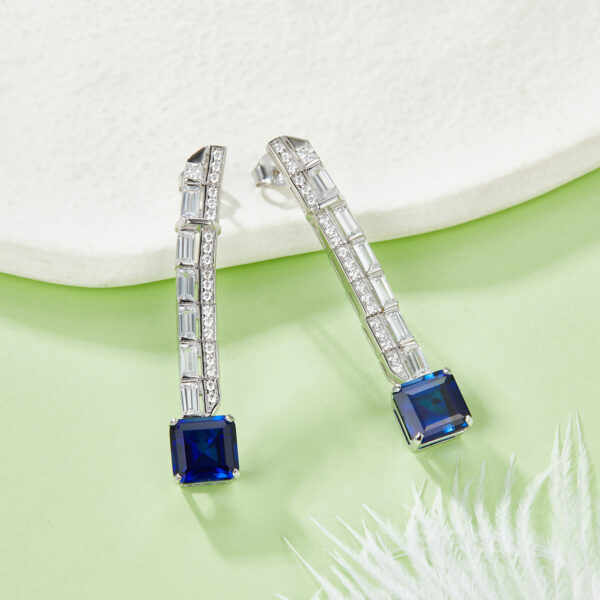 Princess Fang Cultivated Colored Gemstone S925 Silver Plated White Gold Earrings (BZH81S)