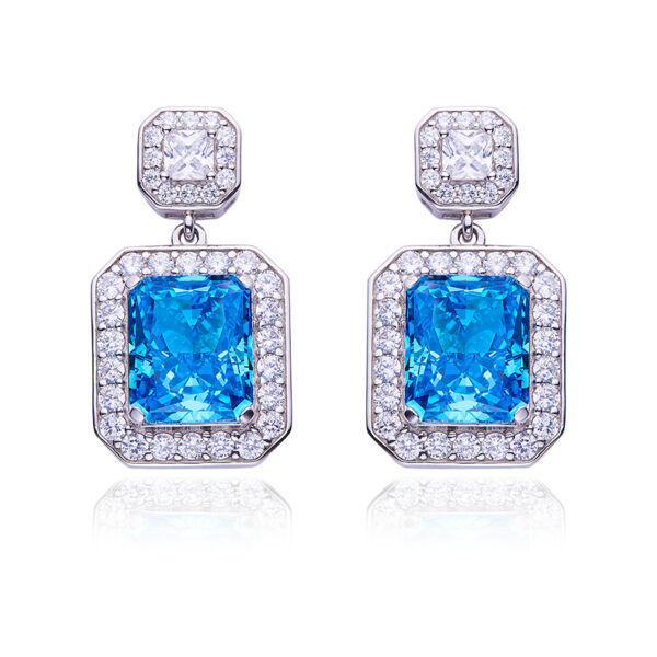 Yellow-Purple-Ocean Blue rectangular high-carbon diamond earrings (BZH31S) - Image 7