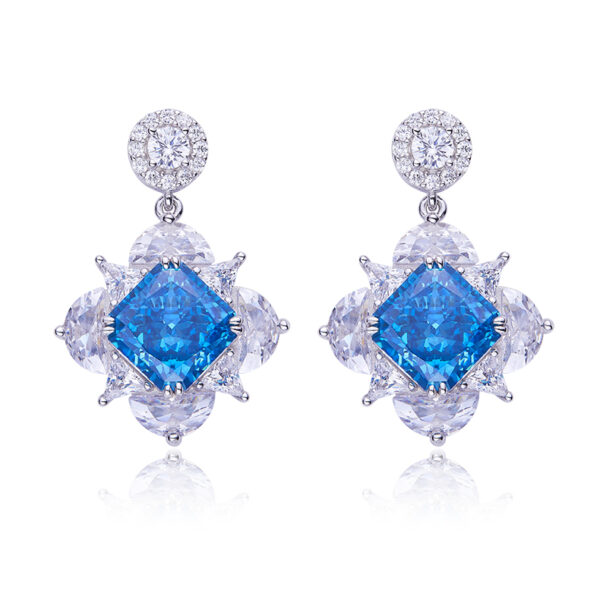 Yellow-Pink-Ocean Blue high-carbon diamond earrings (BZH32S) - Image 7