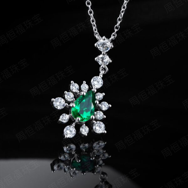 Pear-shaped lab-grown emerald necklace (BZH02O)