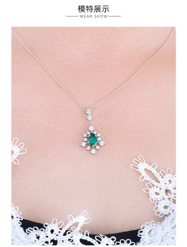 Pear-shaped lab-grown emerald necklace (BZH02O) - Image 2