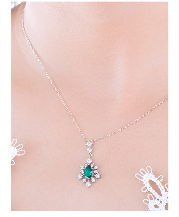 Pear-shaped lab-grown emerald necklace (BZH02O) - Image 4