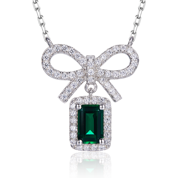 Rectangular cultured emerald necklace  (BZH03O) - Image 6