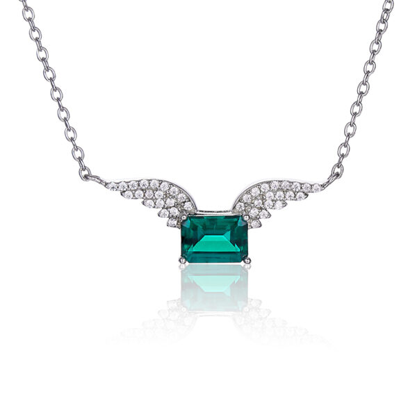 Baguette lab-grown emerald necklace (BZH07O)