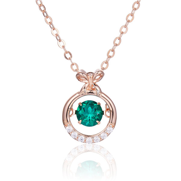 Round lab-grown emerald necklace (BZH11O)