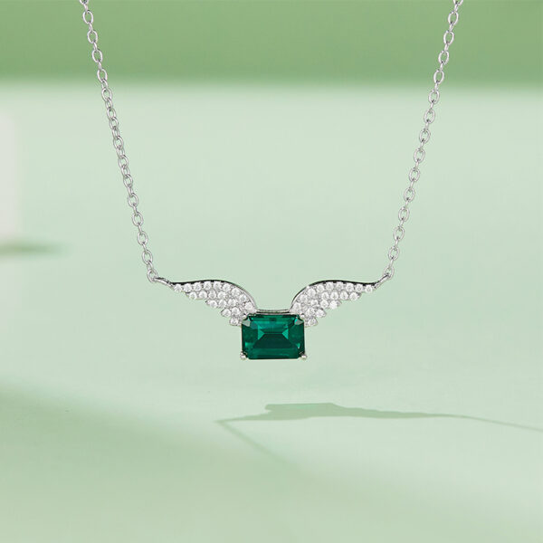 Baguette lab-grown emerald necklace (BZH07O) - Image 2