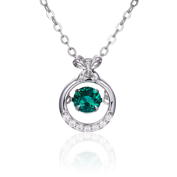 Round lab-grown emerald necklace (BZH11O) - Image 2