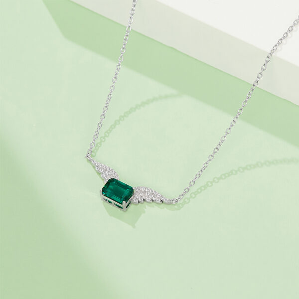 Baguette lab-grown emerald necklace (BZH07O) - Image 3