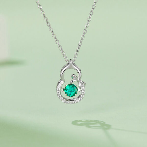 Round lab-grown emerald necklace (BZH12O) - Image 4