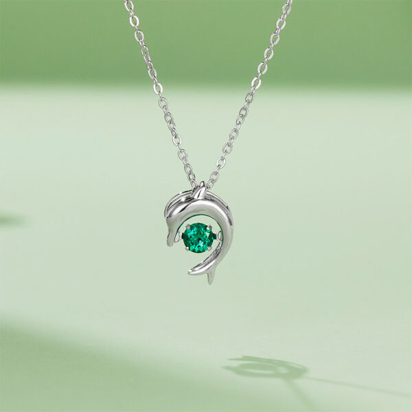 Round lab-grown emerald necklace (BZH13O) - Image 4