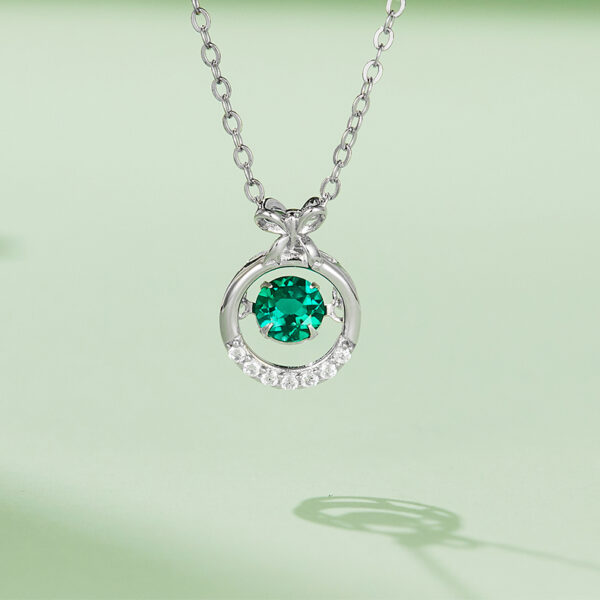 Round lab-grown emerald necklace (BZH11O) - Image 4