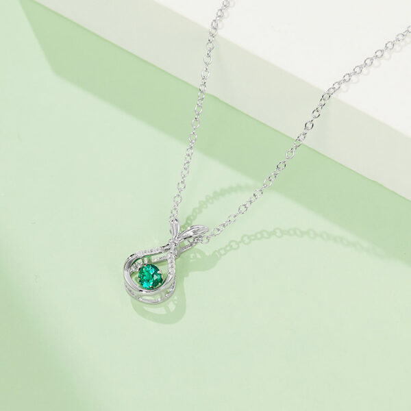 Round lab-grown emerald necklace (BZH16O) - Image 6