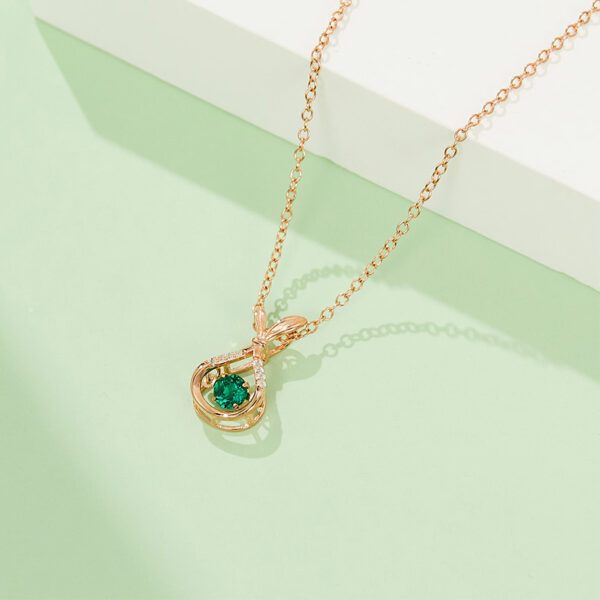 Round lab-grown emerald necklace (BZH16O) - Image 7