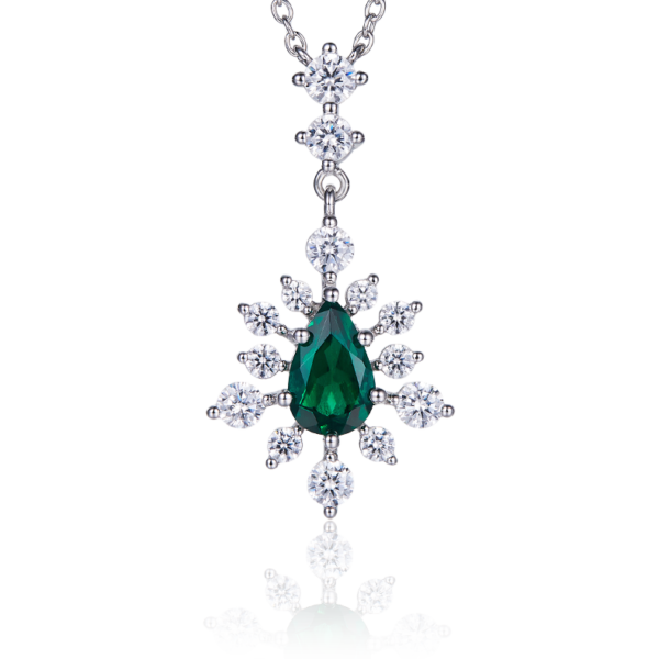 Pear-shaped lab-grown emerald necklace (BZH02O) - Image 5