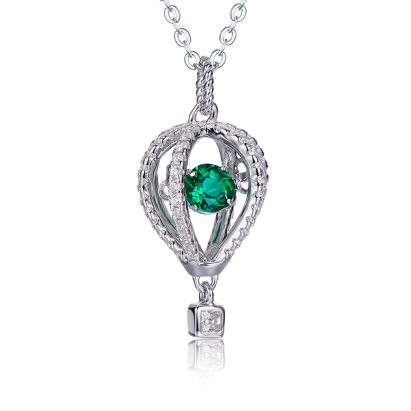 Round lab-grown emerald necklace (BZH05O) - Image 2