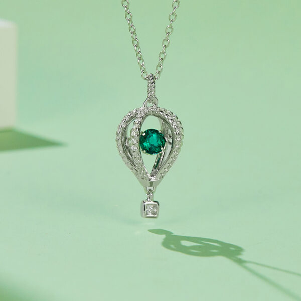 Round lab-grown emerald necklace (BZH05O) - Image 3