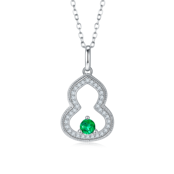 Round Nurtured Colored Gemstone S925 Silver Plated White Gold Necklace (BZH121O) - Image 4