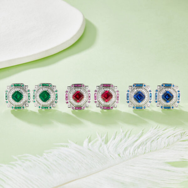 Princess Fang Cultivated Colored Gemstone S925 Silver Plated White Gold Earrings (BZH104S) - Image 6