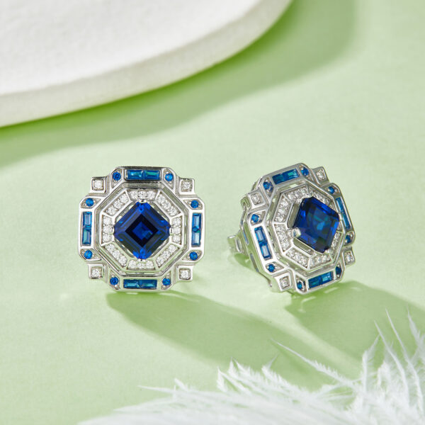 Princess Fang Cultivated Colored Gemstone S925 Silver Plated White Gold Earrings (BZH104S) - Image 8