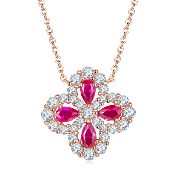 Lab-grown ruby necklace (BZH34O)