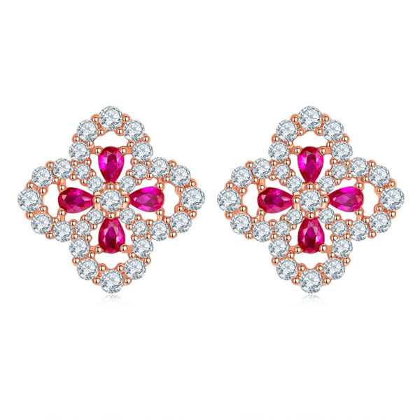 Lab-grown ruby stud earrings (BZH34S)